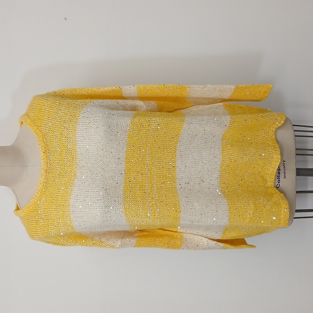 NWT Workshop Andrea Jovine Yellow White Sweater with Sparkly Sequin details / 2X